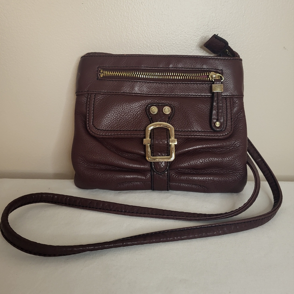 Etienne Aigner Leather Crossbody Bag Oxblood Color
